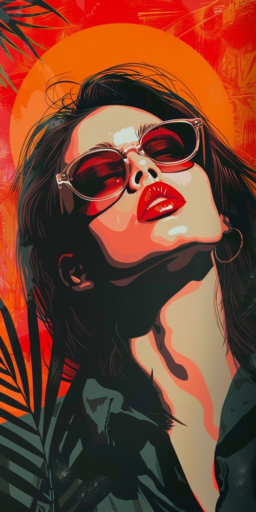 Woman in sunglasses artwork wallpaper