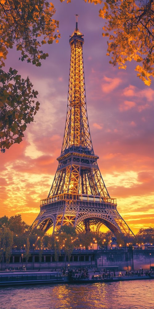 Eiffel tower at sunset wallpaper