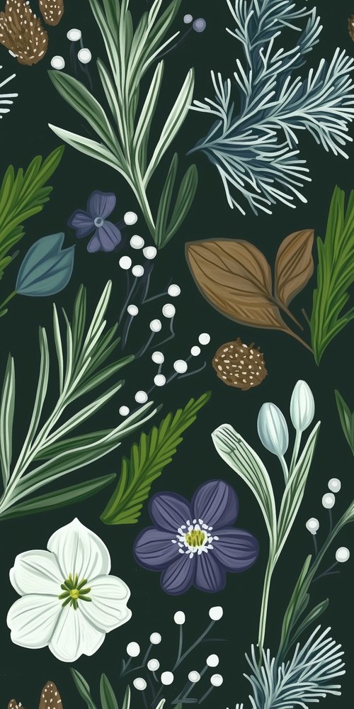 A seam pattern with flowers and leaves wallpaper
