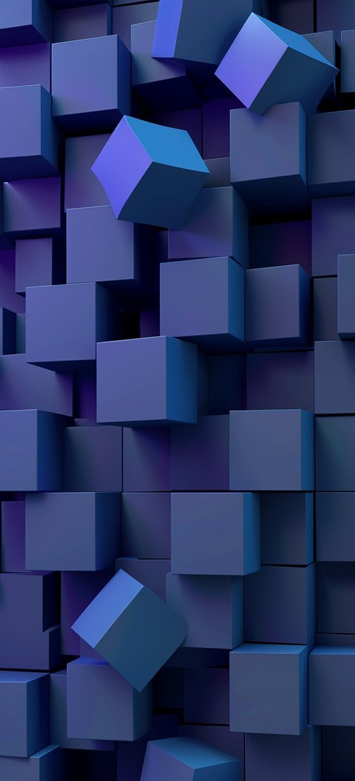 Blue 3d geometric cubes pattern wallpaper