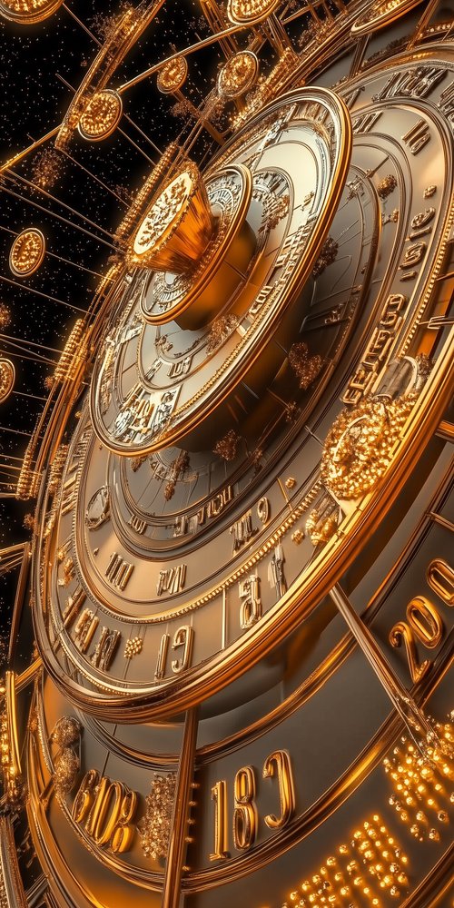 A clock with gold gears and numbers wallpaper