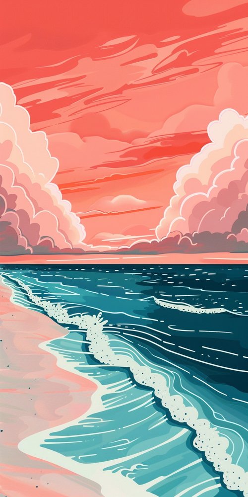 Ocean sunset artwork wallpaper