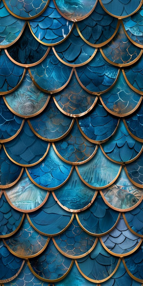Blue gold scales texture wallpaper