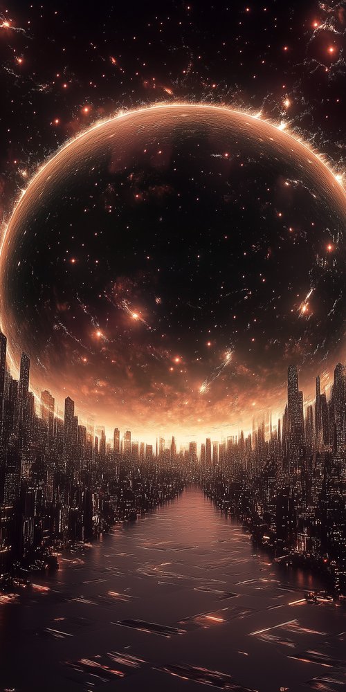 A city with a large circle in the middle wallpaper