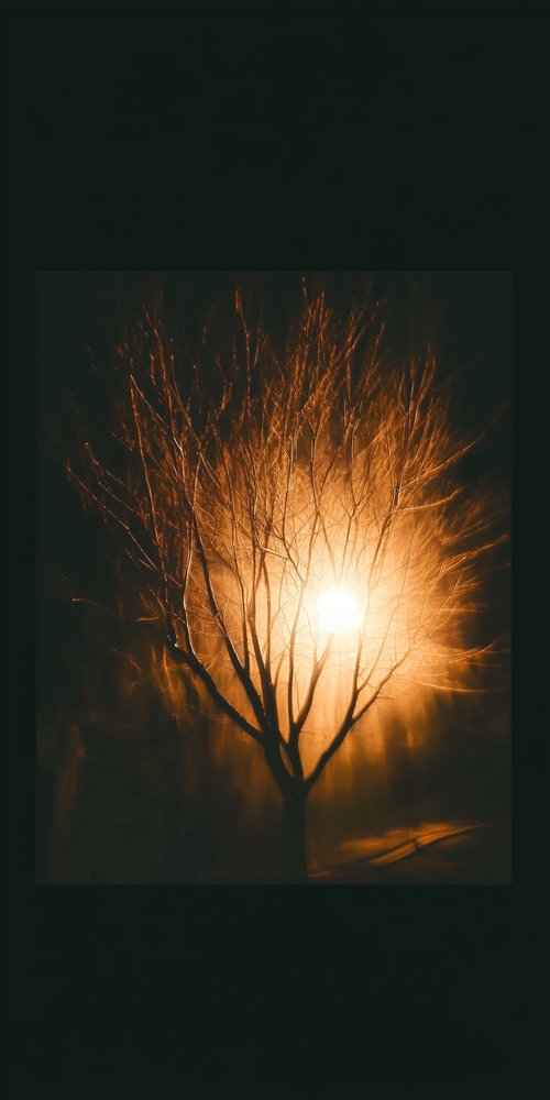 A tree with no leaves in the dark wallpaper