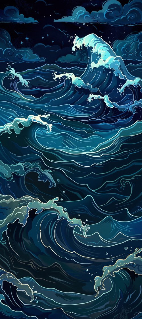 Ocean waves artwork wallpaper