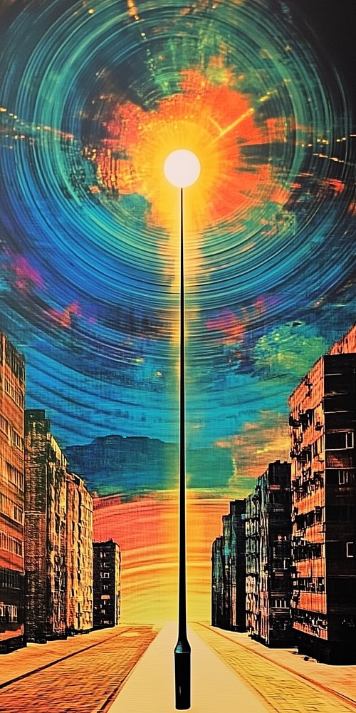 Abstract cityscape with streetlight wallpaper