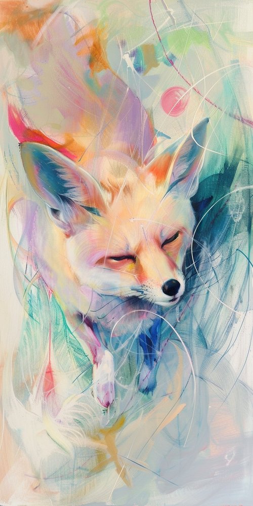 Abstract painting of a fox wallpaper
