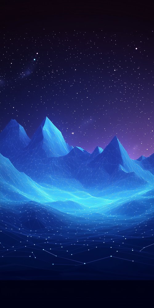 Digital mountains and starry sky wallpaper