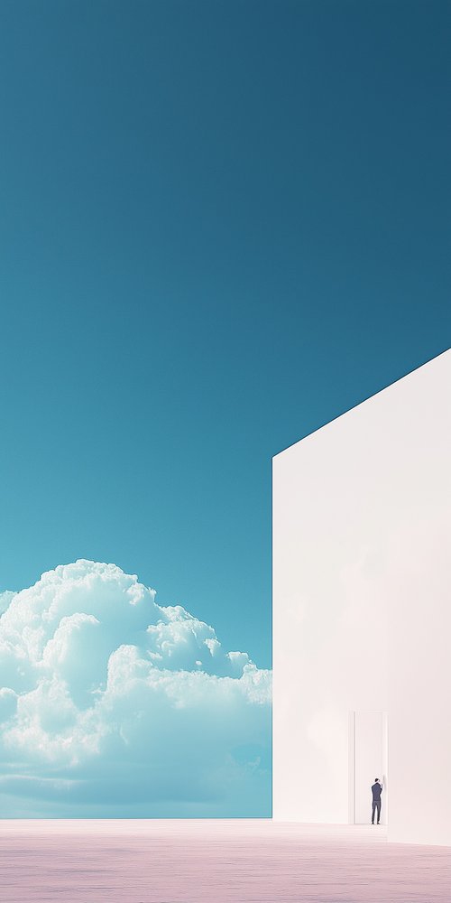 Man standing by large wall wallpaper