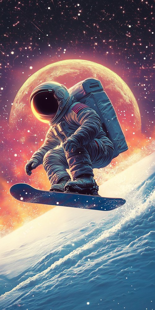 An astronaut skate with snow wallpaper