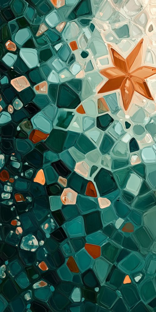 A painting of a star on a green background wallpaper