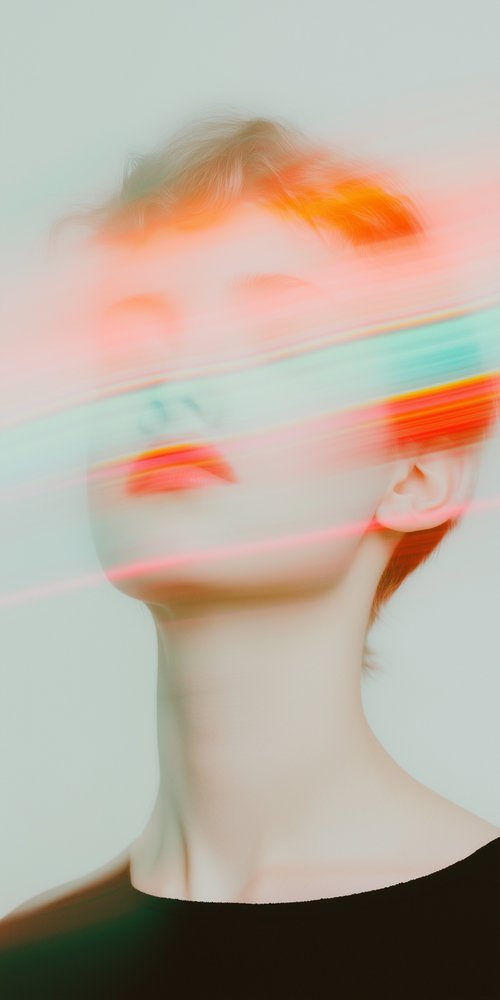 Blurred face with colorful streaks wallpaper