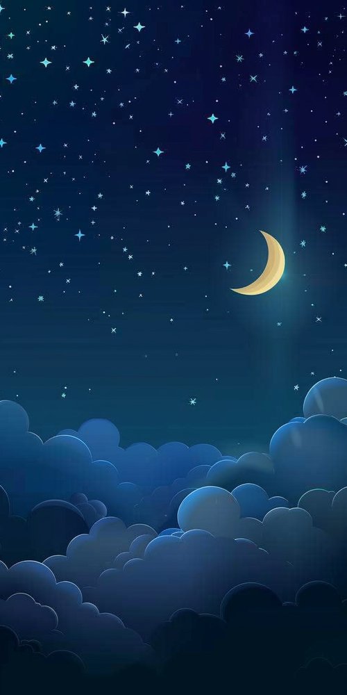 Night sky moon clouds wallpaper