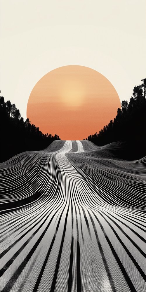 A black and white photo of a sunset wallpaper