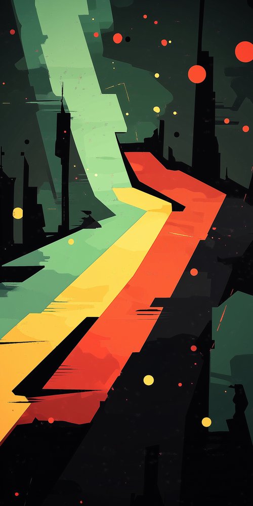 Abstract cityscape with colorful path wallpaper