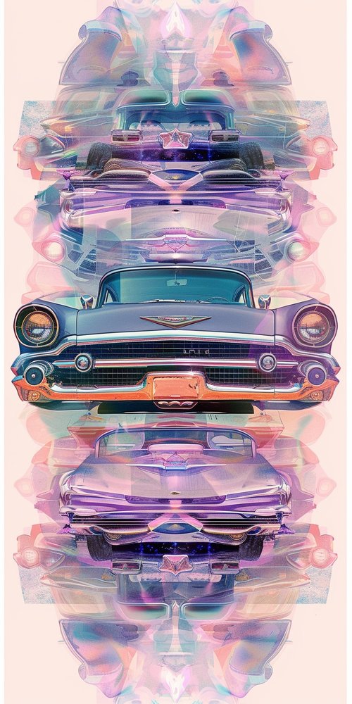 Colorful vintage car collage wallpaper