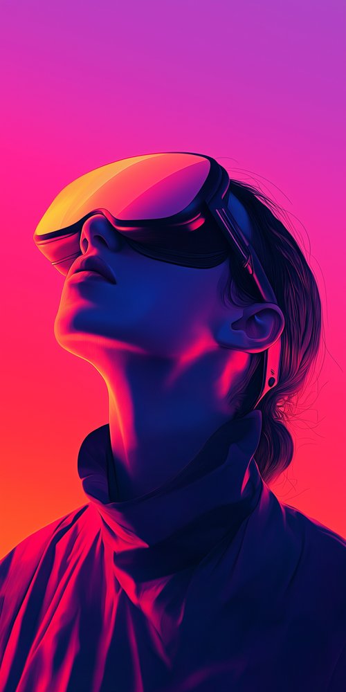 Person wearing futuristic vr headset wallpaper