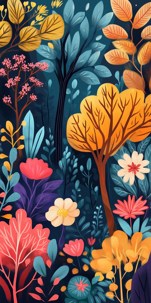 Colorful abstract floral illustration wallpaper