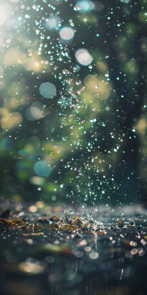 Raindrops falling bokeh effect wallpaper