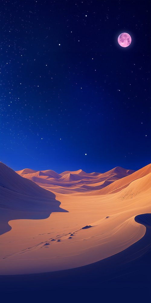 Desert landscape under starry sky wallpaper