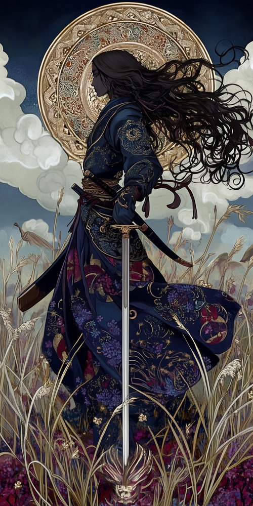 Warrior with ornate sword wallpaper