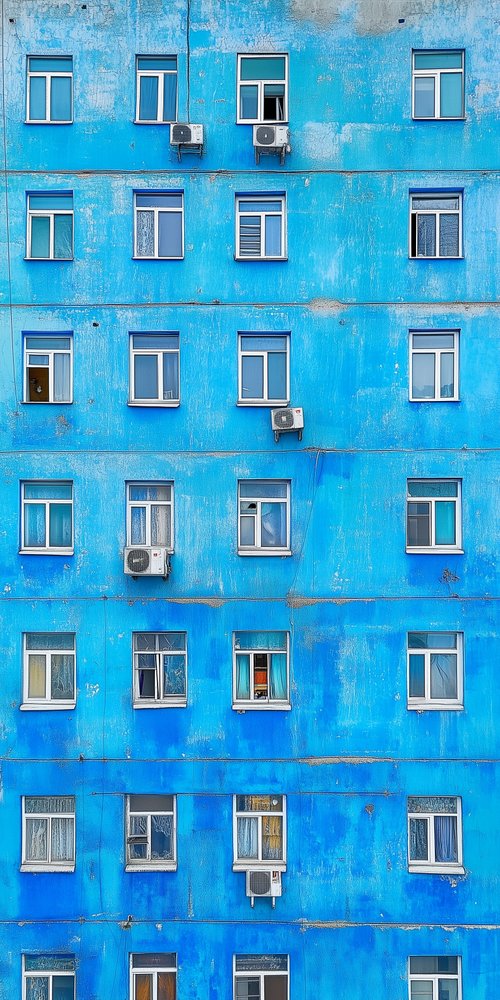 Blue building with windows wallpaper