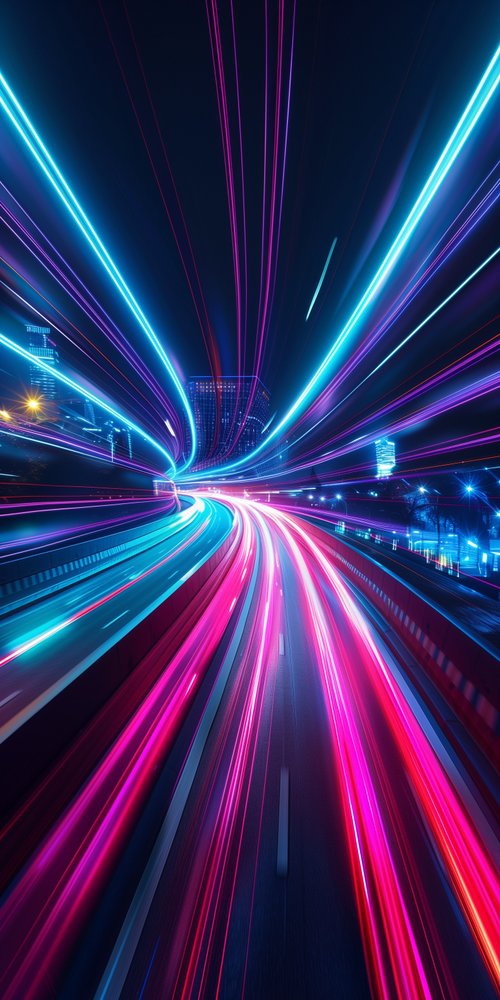 A long exposure of light trails in a tunnel wallpaper