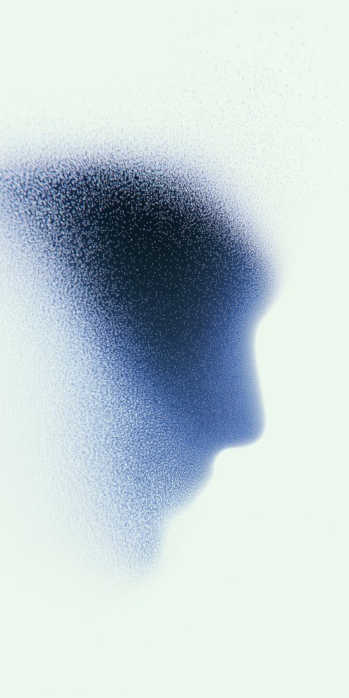 A white background with a blue and black pattern wallpaper