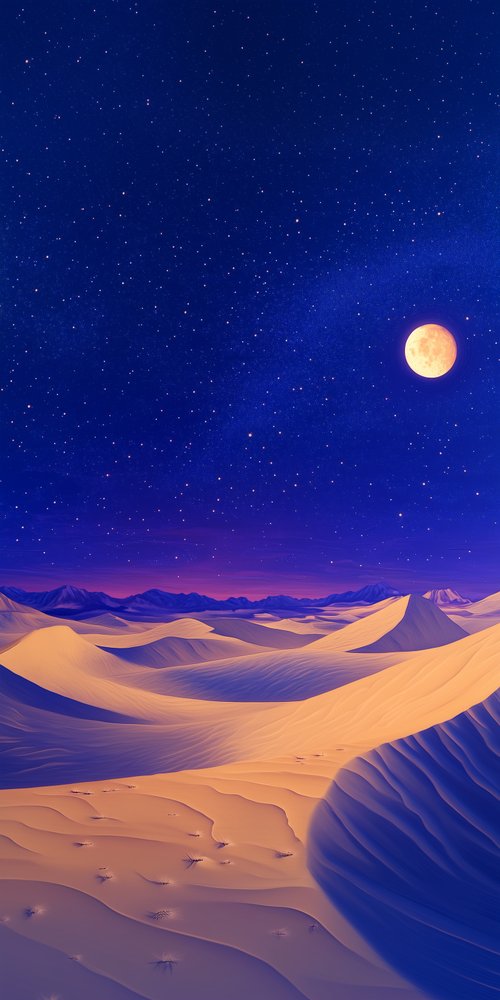 Desert dunes under starry sky wallpaper