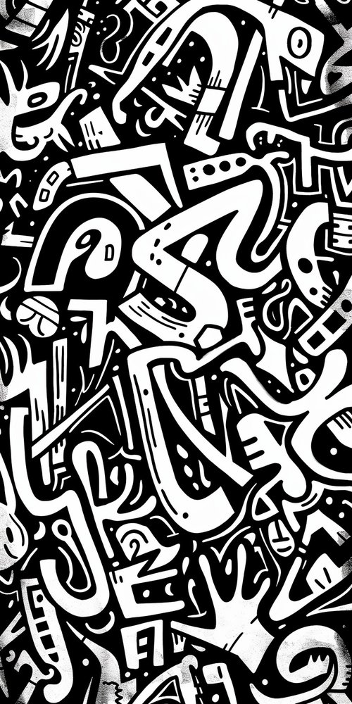 Abstract black and white graffiti 1 wallpaper