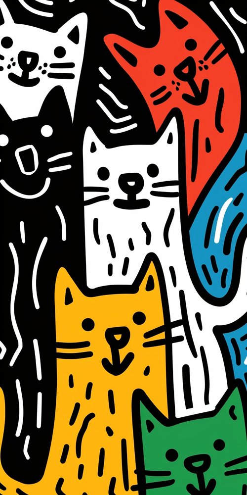 Colorful cat illustration wallpaper