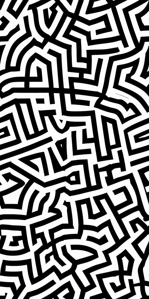 Black and white maze pattern wallpaper