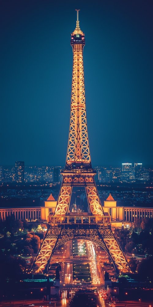 Eiffel tower illuminated at night wallpaper