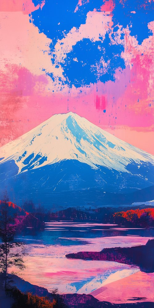 Colorful abstract mountain landscape wallpaper