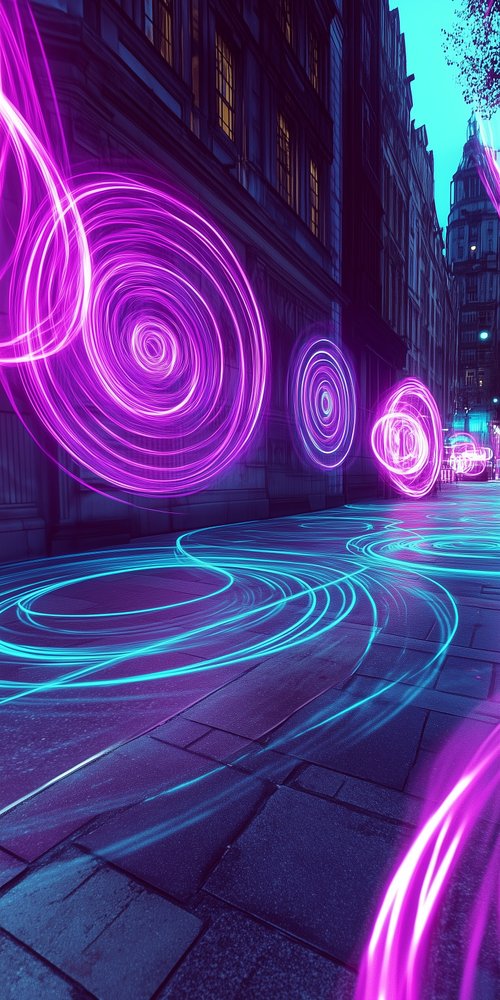 A street with a bunch of lights on it wallpaper