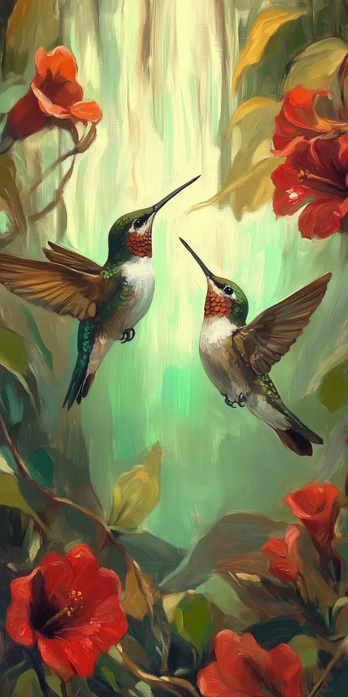 Hummings painting by artist mark stott wallpaper