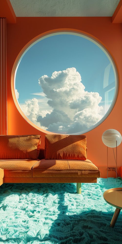 Orange room cloud view wallpaper