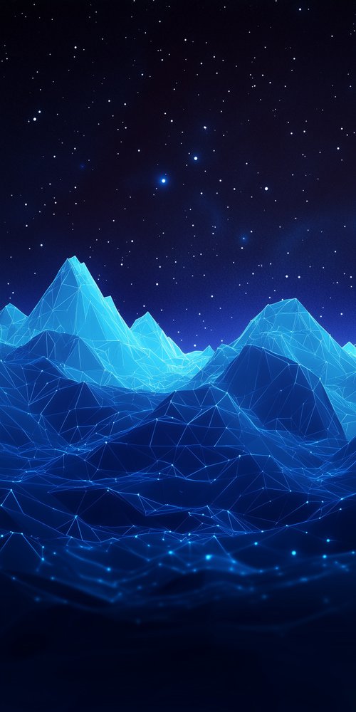 Digital mountains and starry sky 1 wallpaper