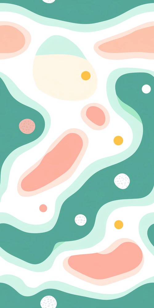 A green and pink abstract pattern with circles wallpaper