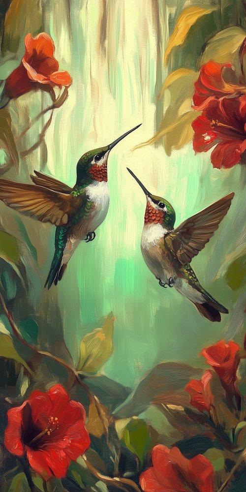 Hummings painting by artist mark stott wallpaper