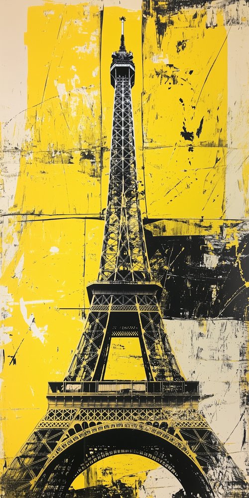 Eiffel tower with yellow background wallpaper
