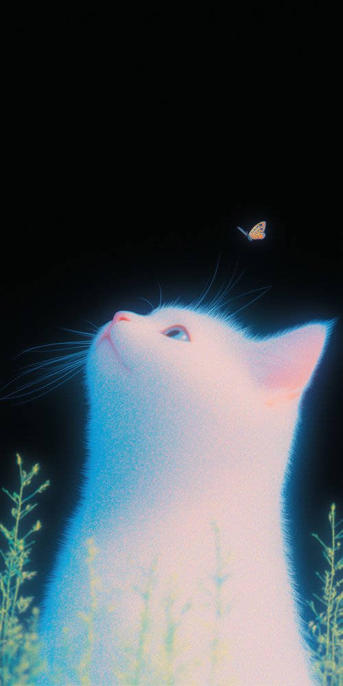 Cat looking at butterfly wallpaper