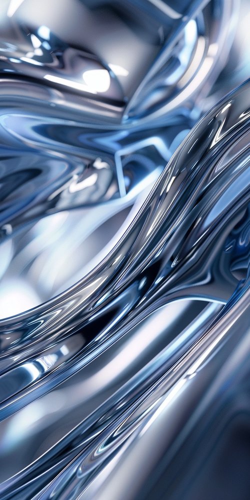 Abstract blue metallic waves wallpaper