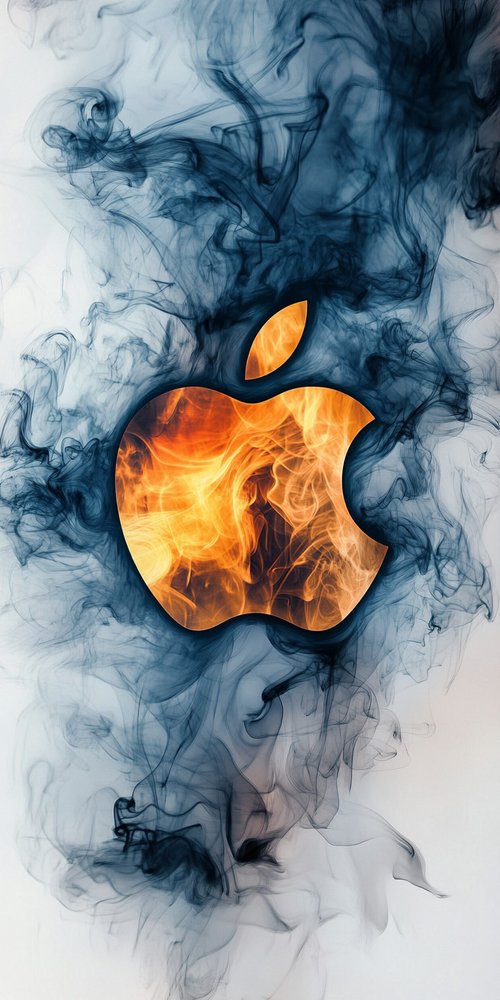 Apple logo with fire effect wallpaper