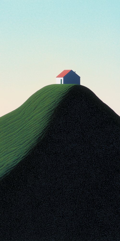 House on a grassy hill wallpaper