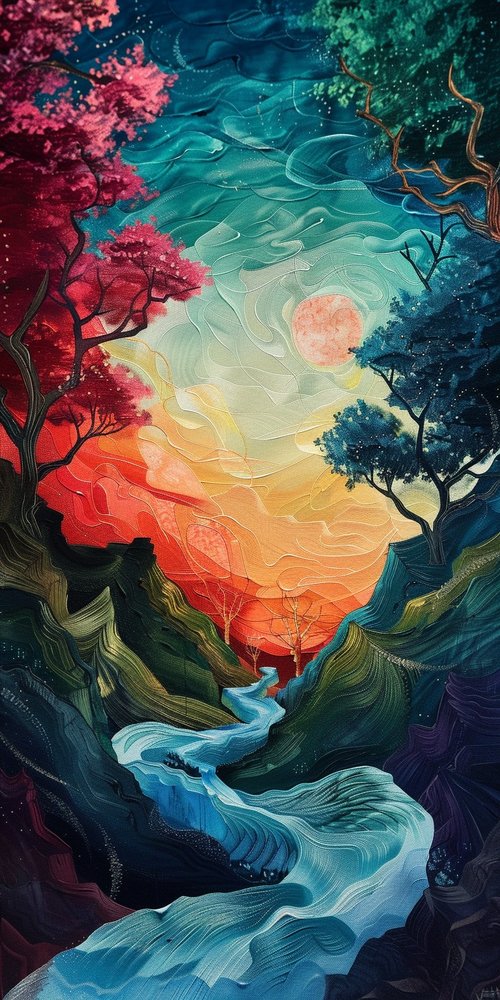 Colorful surreal landscape painting wallpaper