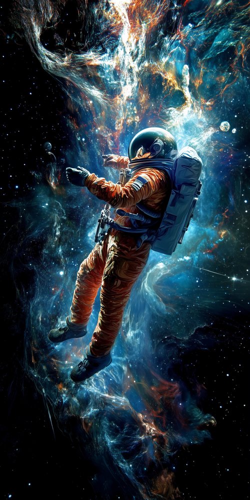 An astronaut in outer space wallpaper