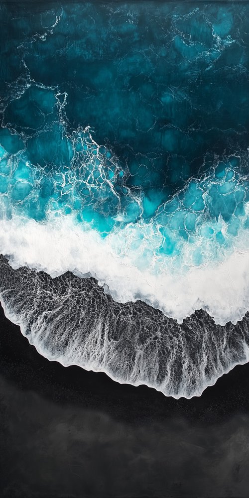 Abstract ocean wave painting wallpaper