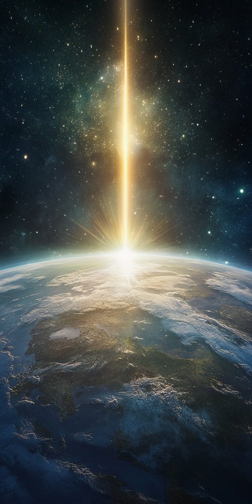 Beam of light hitting earth wallpaper